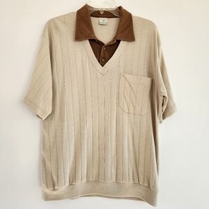 Haband Tan and Cream Knit Top